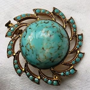 Faux Turquoise Vintage Brooch